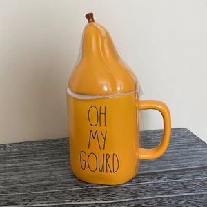 Rae Dunn OH MY GOURD mug with topper
